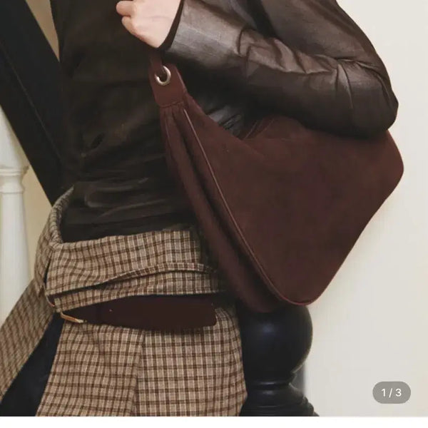 [BUNJANG] Apoa Twin Hobo Bag Dark Brown Suede / 아포아 트윈 호보백 다크 브라운 스웨이드백