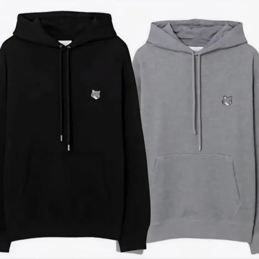 [BUNJANG] Maison Fox Patch Hoodie (Black/Gray) / 메종 후드티 블랙/그레이