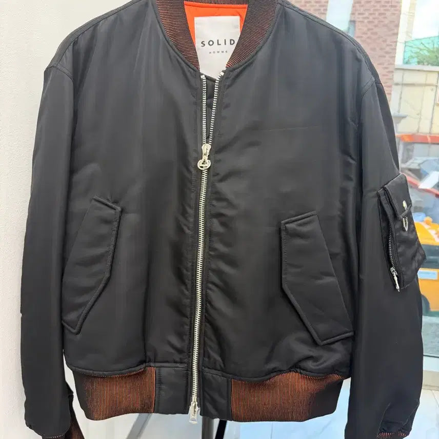 [BUNJANG] Solid Homme Black MA-1 Padded Jacket / 솔리드옴므 블랙 MA-1 패딩 자켓