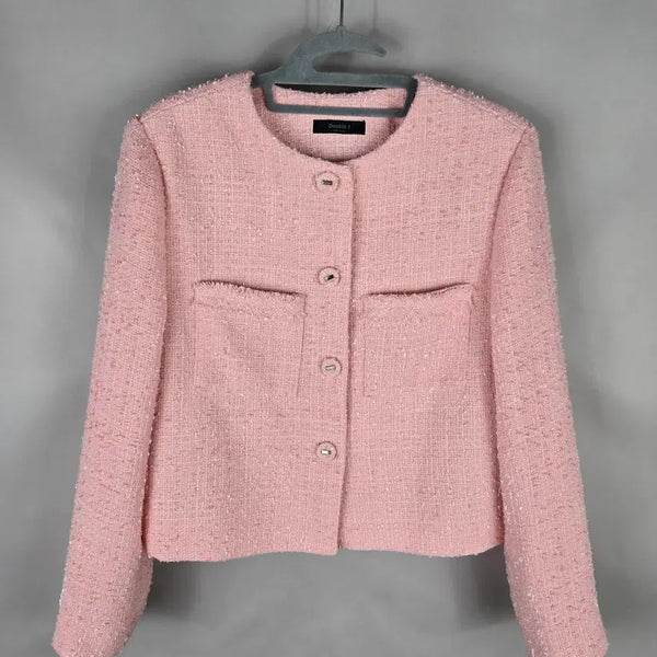 [BUNJANG] The J F Women's Pink Tweed Jacket / [무료배송]더블제이 F 여성 핑크 트위드 자켓