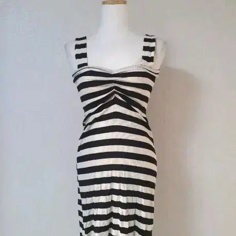 [BUNJANG] Ribbed Stripe Mini Dress / OP128 골지 스트라이프 미니원피스