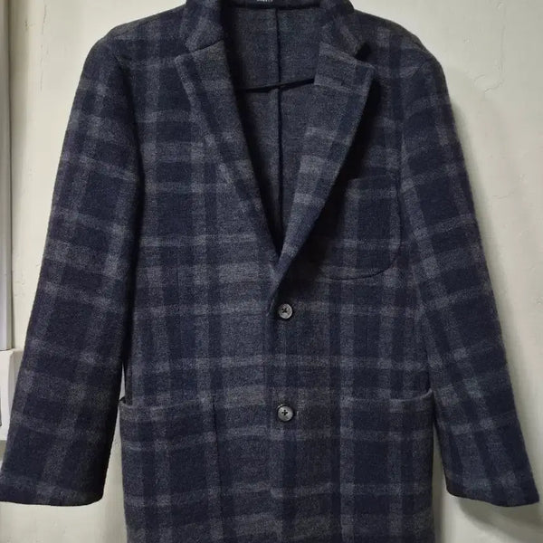 [BUNJANG] HAZZYS Checked Wool Blazer Navy / HAZZYS 체크 모 블레이저 네이비