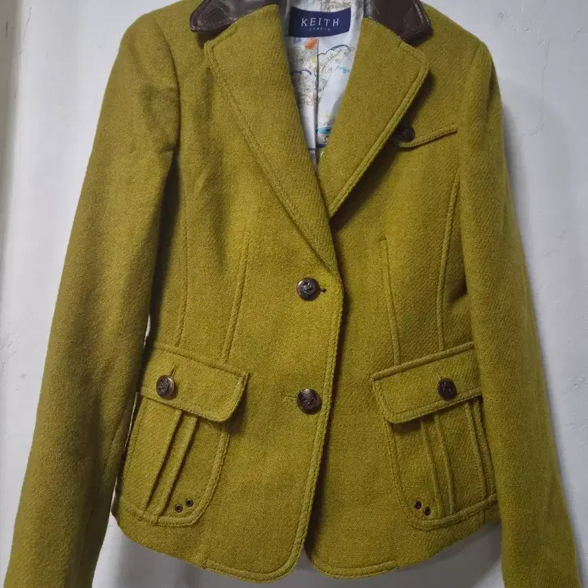 [BUNJANG] KEITH Women's Tweed Jacket Olive Green / KEITH 여성 트위드 자켓 올리브 그린