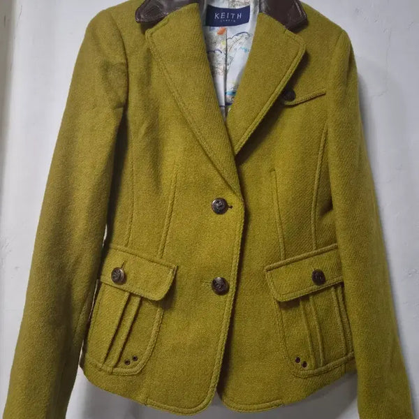 [BUNJANG] KEITH Women's Tweed Jacket Olive Green / KEITH 여성 트위드 자켓 올리브 그린