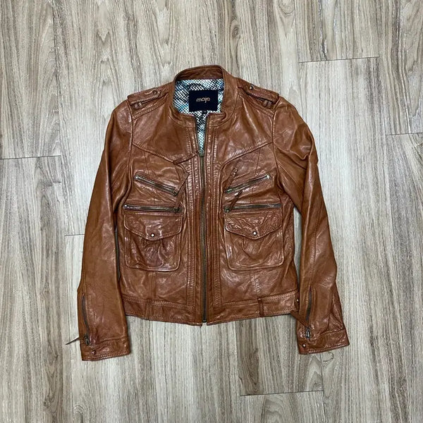 [BUNJANG] Maje Faded Lambskin Leather Jacket / 마쥬 페이드 양가죽 자켓