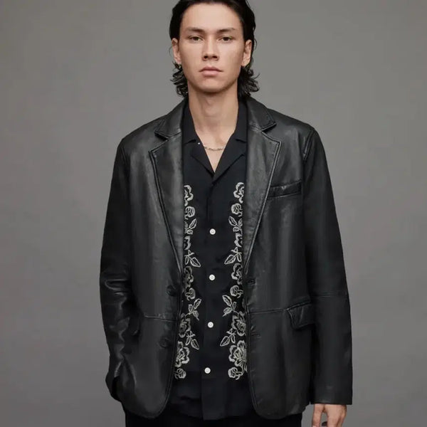 [BUNJANG] AllSaints Aris Leather Blazer Black Jacket L Size / (신품급)올세인츠 아키 레더 블레이저 블랙 자켓 L 사이즈 착샷O