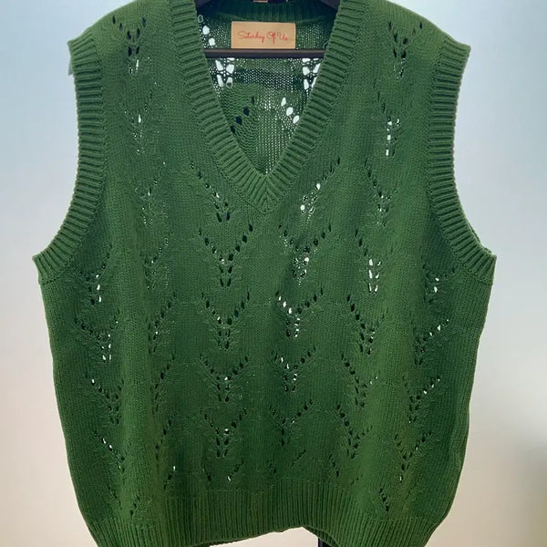 [BUNJANG] STU Office Knit Vest Green / stu 니트베스트 그린