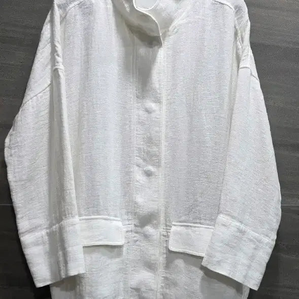 [BUNJANG] DKNY Linen High Neck String Long Jacket Jumper / DKNY,  하이넥 스트링 롱자켓 롬점퍼