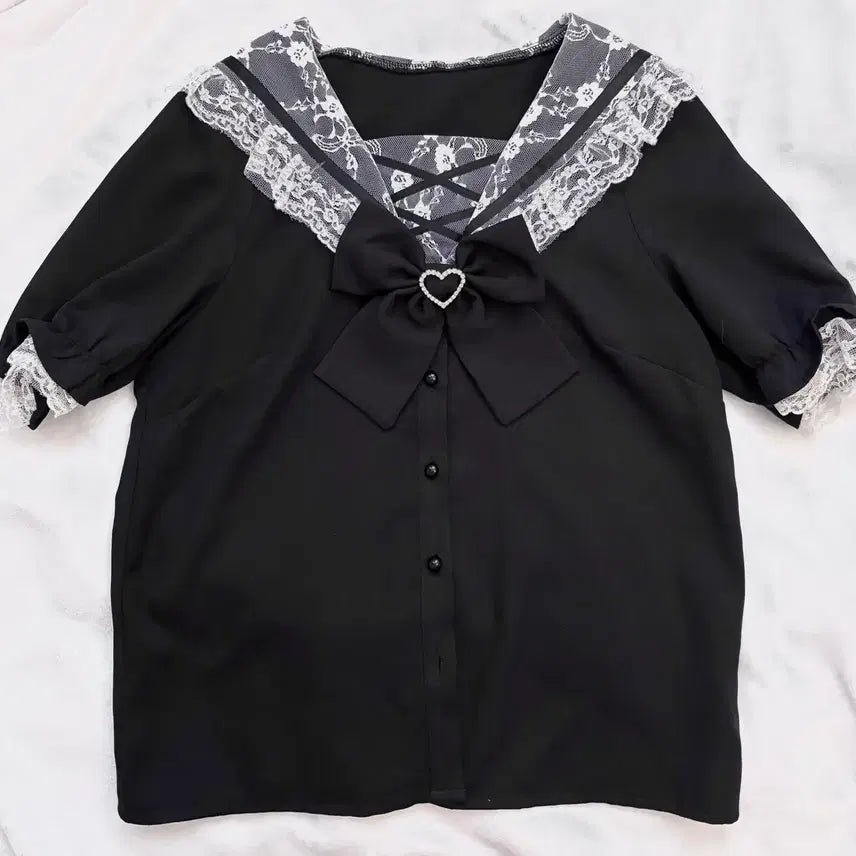 [BUNJANG] MA*RS Sailor Short Sleeve Blouse / 마즈 MA*RS 세일러 반팔 블라우스