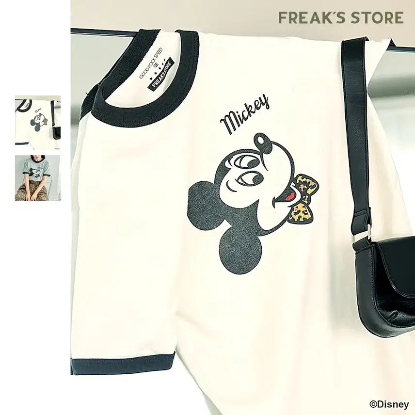 [BUNJANG] Good Luck Speedy Mickey Mouse Leopard Ringer T-Shirt / 굿락스피드 미키마우스 레오파드 로고 링거 티셔츠