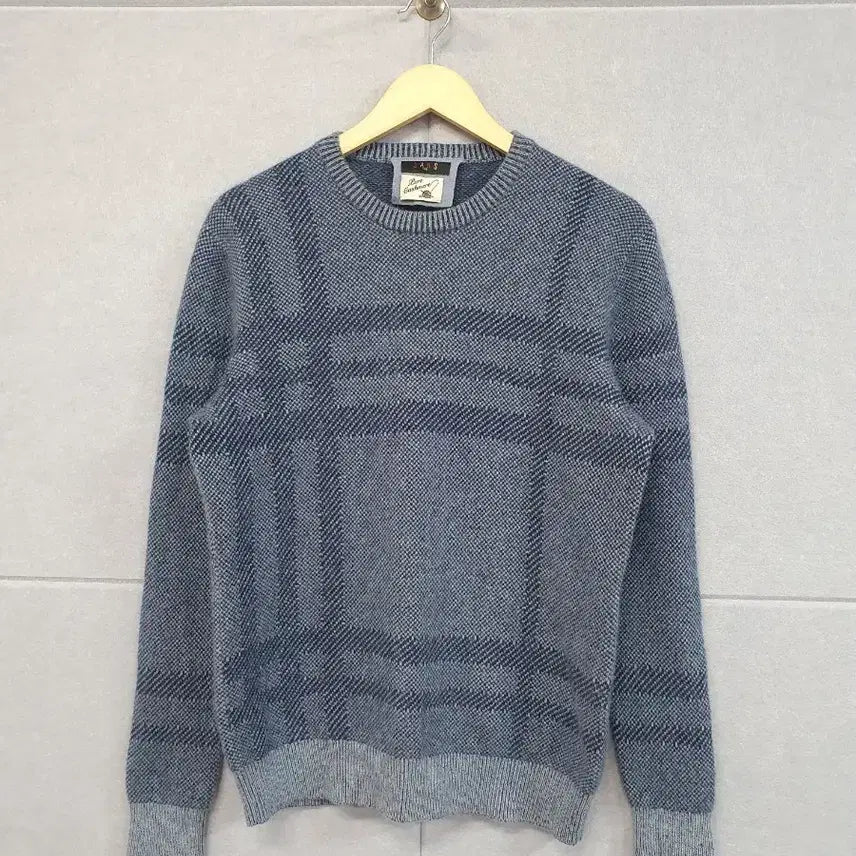 [BUNJANG] Daks Classic Check Cashmere Round Neck Knit / #닥스 클래식 체크 캐시미어  라운드넥 니트