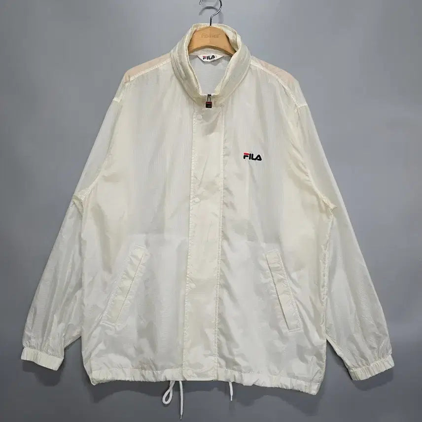 [BUNJANG] FILA Logo Windbreaker Jacket White Size 100 / 휠라(FILA) 로고 바람막이 자켓 화이트 100