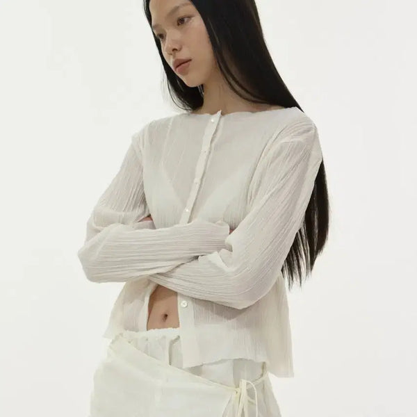 [BUNJANG] Aube Pleated Cardigan / 리본빛 Aube Pleated Cardigan -가디건