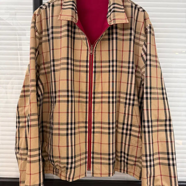 [BUNJANG] Burberry Reversible Jacket Burgundy Multi XL / 버버리 리버시블 자켓