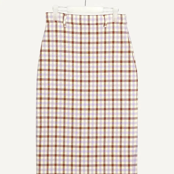 [BUNJANG] ZARA Brown Check Long Skirt / 자라 ZARA 브라운 체크 롱 치마 M_A917