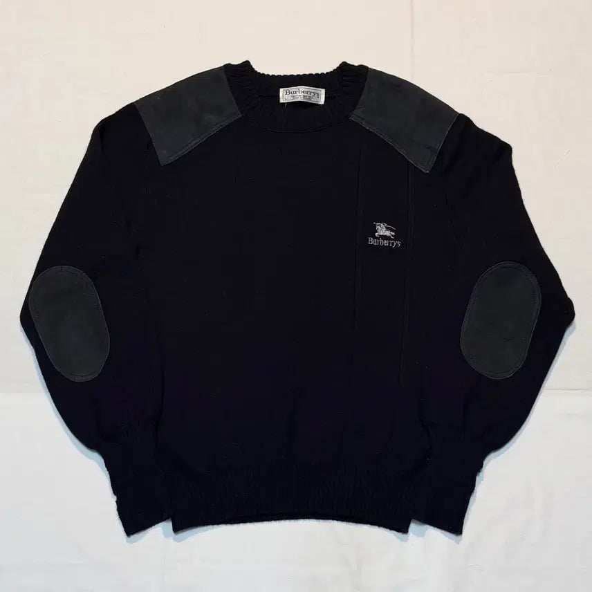 [BUNJANG] Burberry 90s Embroidered Logo Commando Wool Combat Knit Navy / 90s 버버리 자수로고 코만도 울 컴뱃 니트 네이비