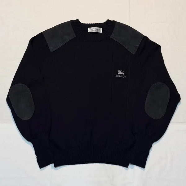 [BUNJANG] Burberry 90s Embroidered Logo Commando Wool Combat Knit Navy / 90s 버버리 자수로고 코만도 울 컴뱃 니트 네이비