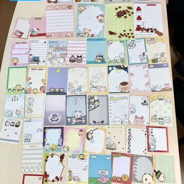 [BUNJANG] Assorted Memo Pad Sheets Bundle (Chiikawa, Rilakkuma, KojiKoji, Choigo-sim, Tamagotchi, Amaguri-chan, etc.) - 112 Sheets / 노중복 지류 메모지 소분 띵 총 112장 (치이카와 다수, 리락쿠마, 코지코지, 최고심, 다마고치, 아마구리짱 등)