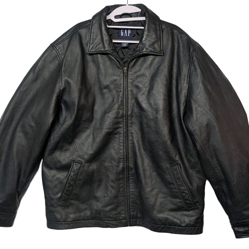 [BUNJANG] 90s Gap Cowhide Leather Zip-Up Jacket (L) / 90s 갭 레더 카우하이드 집업 자켓