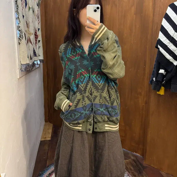 [BUNJANG] Denim & Supply Navajo Pattern Varsity Jacket / 데님 앤 서플라이 나바호 패턴 바시티 자켓 (h411)