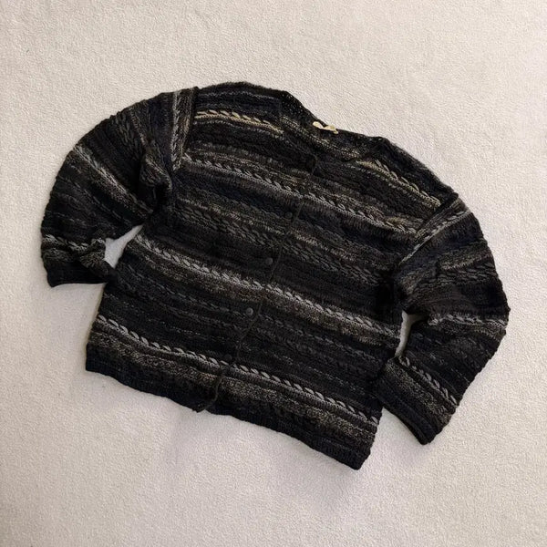 [BUNJANG] Vintage Stripe Wool Cardigan / M 빈티지 울 스트라이프 가디건 0826T1