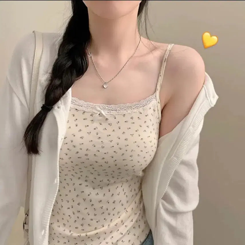 [BUNJANG] Floral Print Cami Top / 잔꽃무늬 캡나시