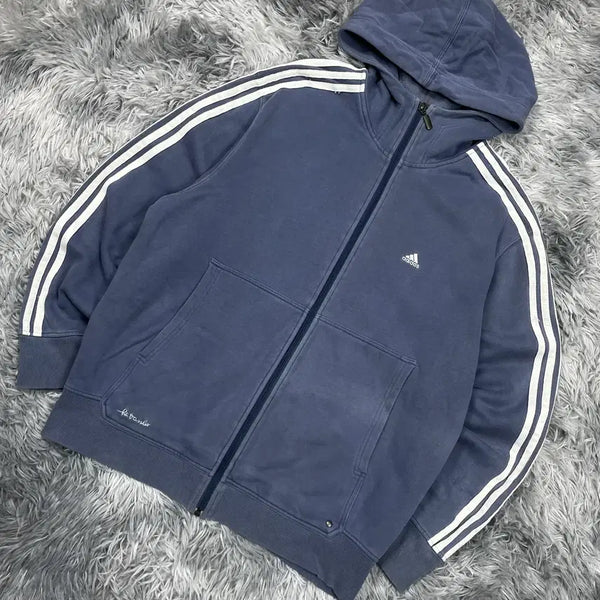 [BUNJANG] Adidas Essentials 3-Stripes Hooded Zip-Up Jacket / 아디다스 올드스쿨 에센셜 3-Stripes 후드 집업 5781