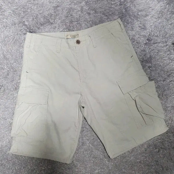 [BUNJANG] Series Linen Blend Cargo Shorts / 시리즈 카고 반바지 린넨 블랜드 하프 팬츠 33
