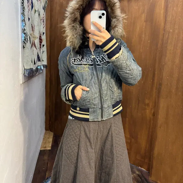 [BUNJANG] MLB White Sox 90s Denim Jumper / MLB 90s 화이트삭스 여성 울프죠 데님 점퍼 (h418)