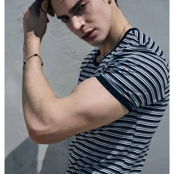 [BUNJANG] Helet Stripe Slim Ringer T-Shirt / 헬렛 helet 스트라이프 슬림 링거티