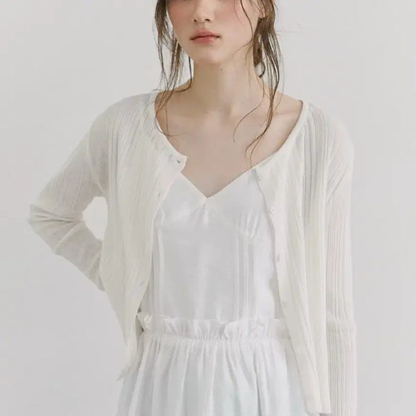 [BUNJANG] Etmong Round Cardigan White / 에트몽(라운드가디건)