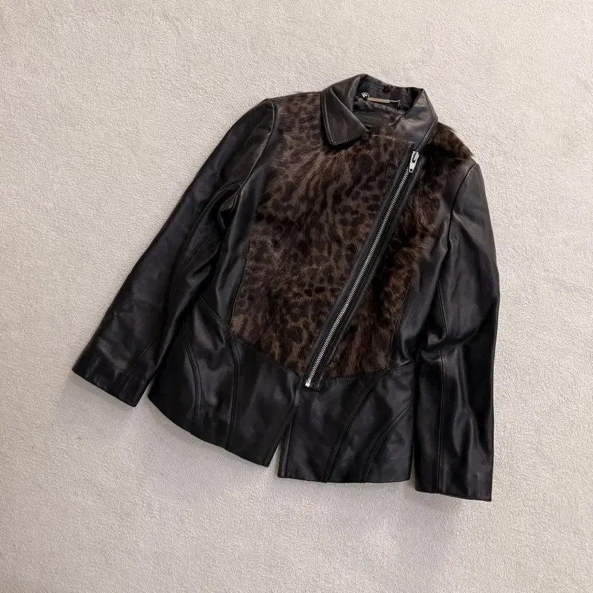 [BUNJANG] Join Us Leopard Leather Jacket / 66 조이너스 레오파드 가죽 자켓 0826T1