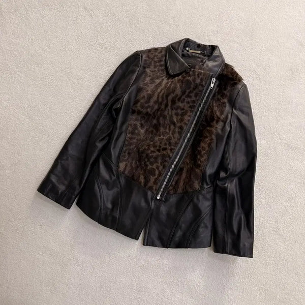 [BUNJANG] Join Us Leopard Leather Jacket / 66 조이너스 레오파드 가죽 자켓 0826T1