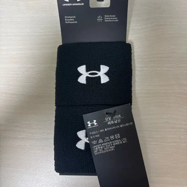 [BUNJANG] Under Armour Black Wristbands (Set of 2) / 언더아머 블랙 손목밴드 두개