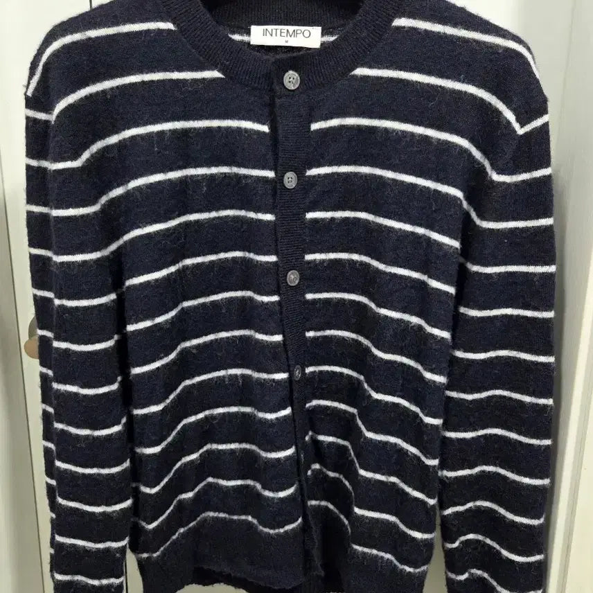 [BUNJANG] Intempomood Striped Cardigan Navy / 인템포무드 프렌치 스트라이프 크롭 가디건 네이비 M