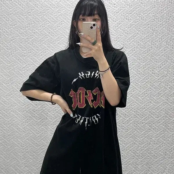 [BUNJANG] ACDC Vintage Street Rock Punk Printing Short-Sleeve T-Shirt Size 105 / 에이씨디씨 빈티지 스트릿 락펑크 프린팅 반팔티 105 C14462
