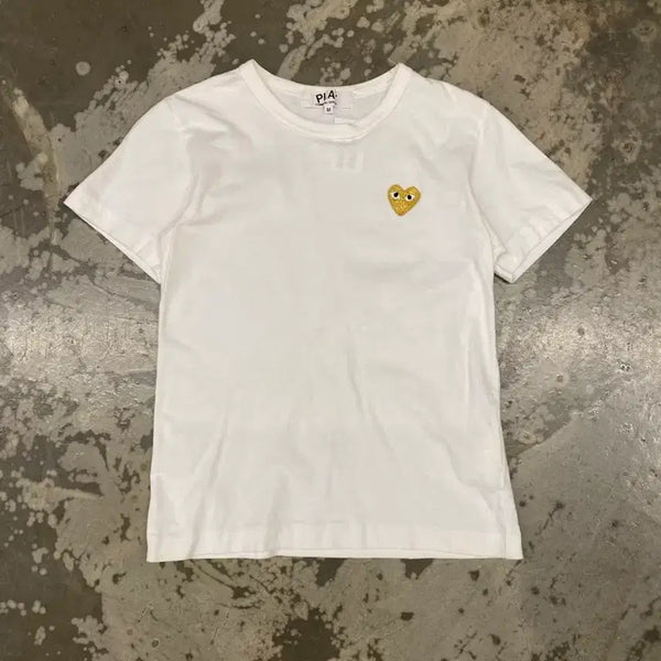 [BUNJANG] Comme des Garçons Gold Heart Logo Short Sleeve T-shirt / 꼼데가르송 골드 하트 와펜 반팔티
