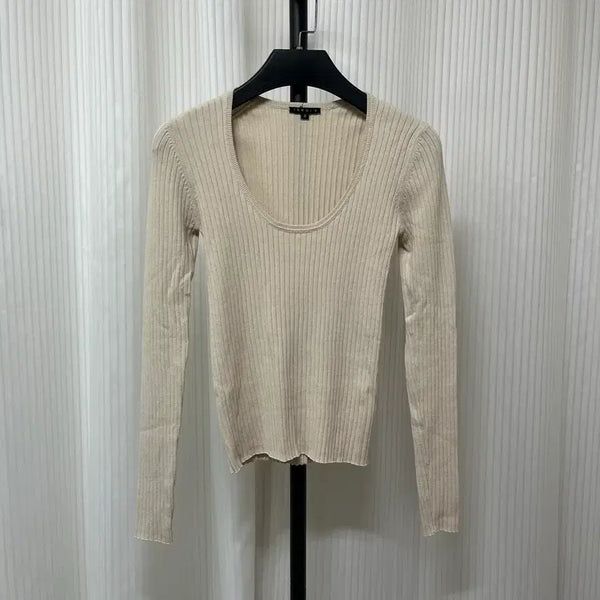 [BUNJANG] Theory Ribbed Knit Sweater Beige / 띠어리 골지 니트