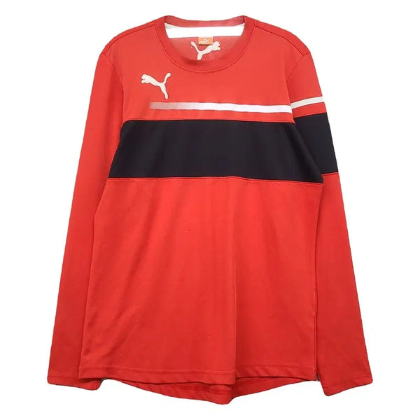 [BUNJANG] Puma Red Cotton Classic Sport Logo Casual Long Sleeve T-Shirt M / 푸마 레드 코튼 클래식 스포츠 로고 캐주얼 긴팔 티셔츠 M