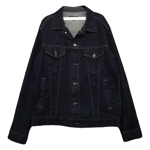 [BUNJANG] Uniqlo Dark Navy Cotton Casual Denim Trucker Jacket XL / 유니클로 진청 네이비 코튼 캐주얼 데님 트러커 자켓 XL