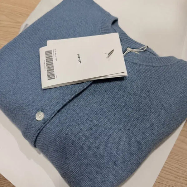 [BUNJANG] Pottery Round Neck Cardigan - Mélange Blue / (새상품) 포터리 라운드 넥 가디건 _ 멜란지 블루 2사이즈
