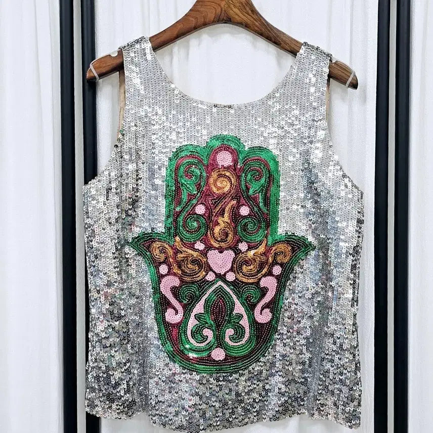[BUNJANG] Manoush Sequin Sleeveless Blouse / 마누슈 스팽글 민소매 블라우스