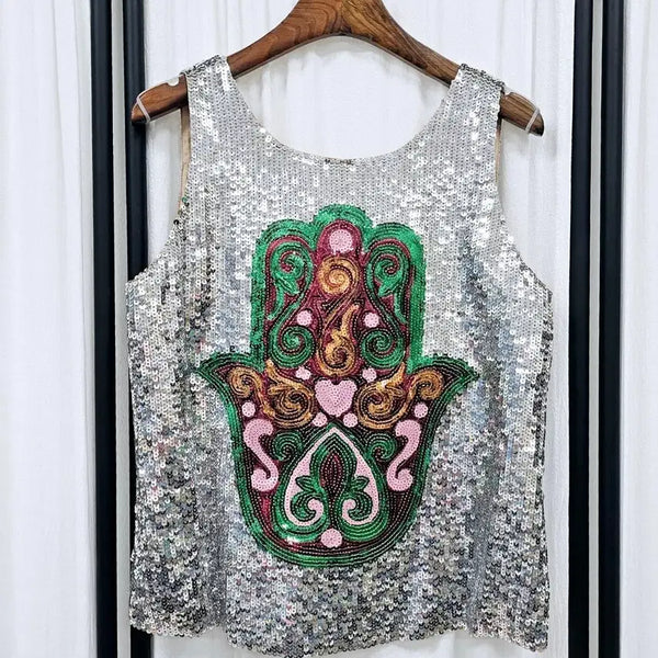 [BUNJANG] Manoush Sequin Sleeveless Blouse / 마누슈 스팽글 민소매 블라우스