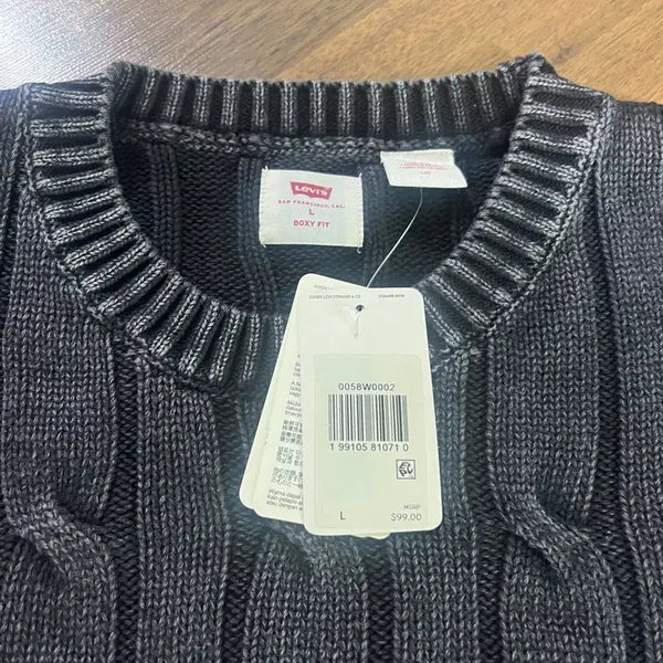 [BUNJANG] Levi's Cable Crew Knit Sweater Black L / 리바이스 케이블 크루 니트 스웨터 블랙 L 새상품