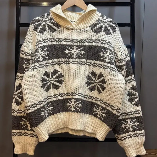 [BUNJANG] ODER Nordic Snowflake High Neck Knit Sweater / [FREE] 오더 울 노르딕 스노우플레이크 하이넥 니트 스웨터 4.5