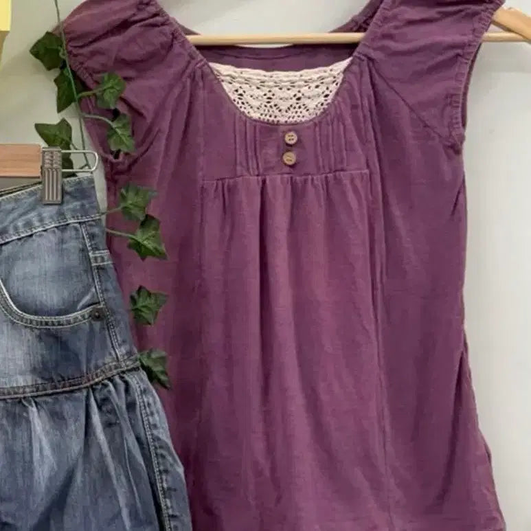[BUNJANG] Fori Vintage Sleeveless Blouse / 포리빈티지 나시블라우스