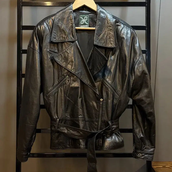 [BUNJANG] HABAND Vintage Cowhide Leather Rider Jacket / [FREE] 하밴드 HABAND 빈티지 소가죽 라이더 자켓 8.9