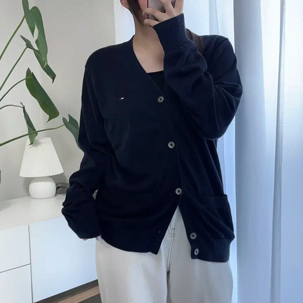 [BUNJANG] Tommy Hilfiger Deep Navy Premium Cotton Cardigan (M) / 타미 딥네이비 프리미엄 코튼 가디건 [ M ]