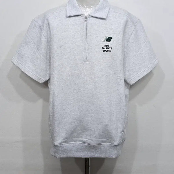 [BUNJANG] New Balance Men's Melange Gray Short-Sleeve Sweatshirt / [105] 남성 뉴발란스 반팔 맨투맨 멜란지 그레이