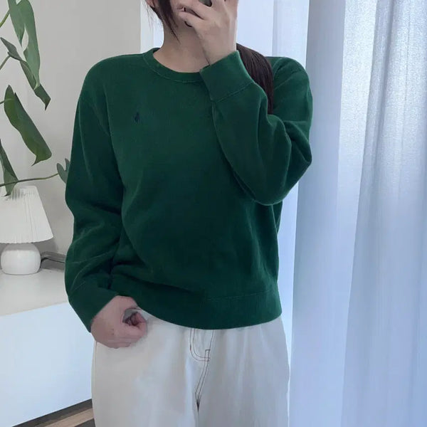 [BUNJANG] Polo Ralph Lauren Green/Navy Pony Knit Sweatshirt Size L (14-16) / 폴로 그린 / 네이비포니 니트 맨투맨 [ L(14-16) ]